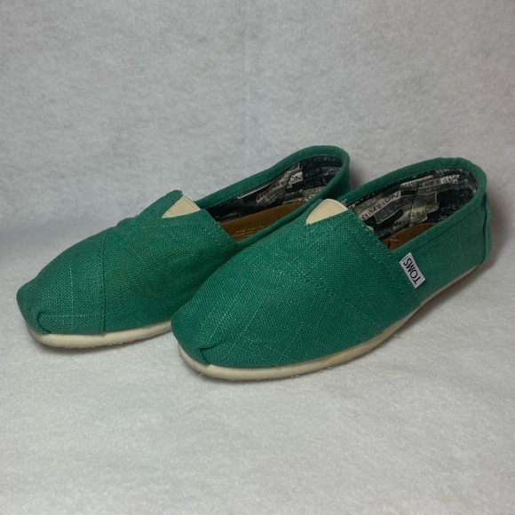 TOMS Canvas Classics Journey is the Destination Jade Green Women’s 7 - Picture 2 of 8